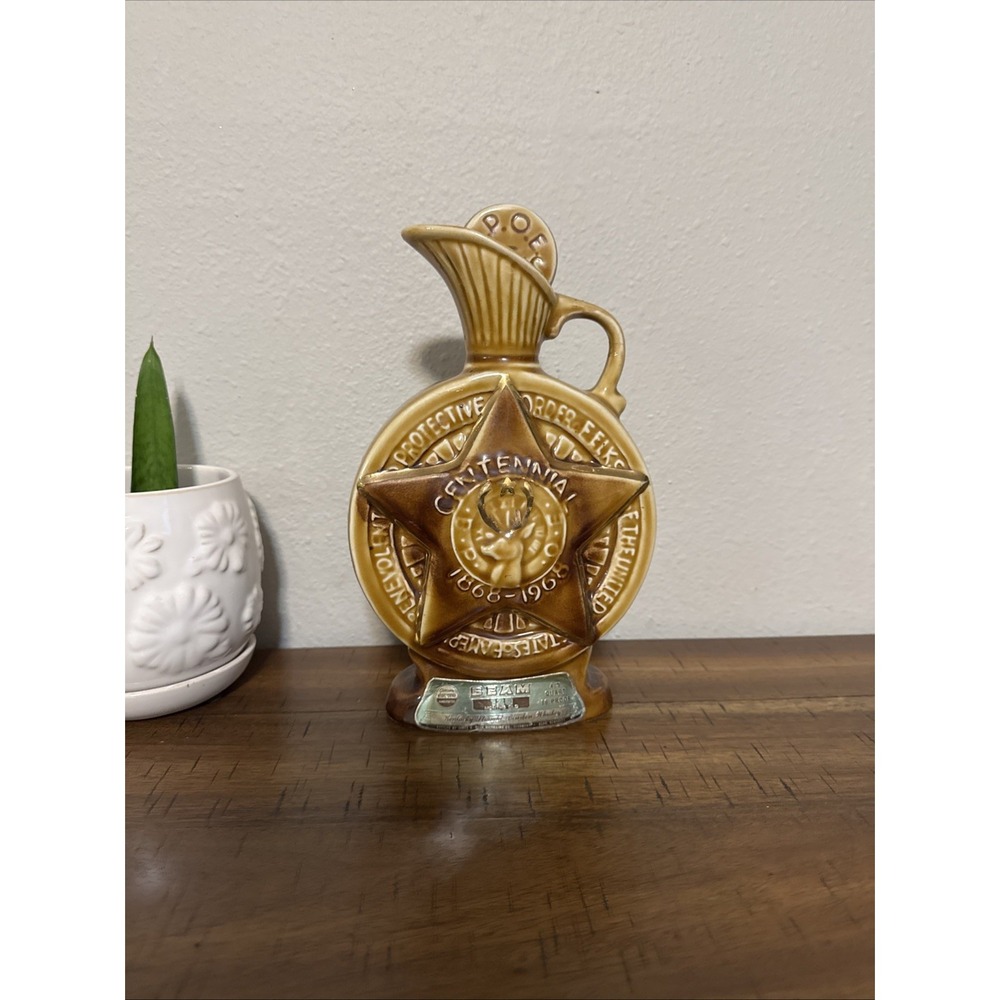 Vintage 1968 Jim Beam B.P.O.E Elks Centennial 120 Months Old Decanter Bottle